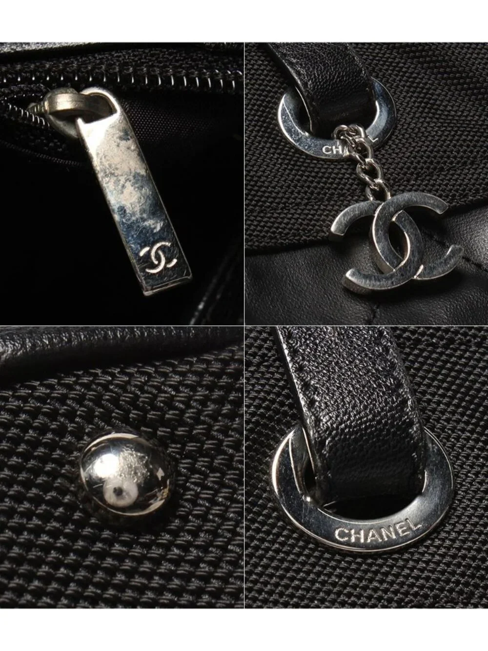 Chanel Tote Shoulder Bag Silver Paris Biarritz